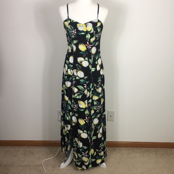 Xhilaration Dresses & Skirts - Xhilaration Black Lemon Pattern Maxi Dress